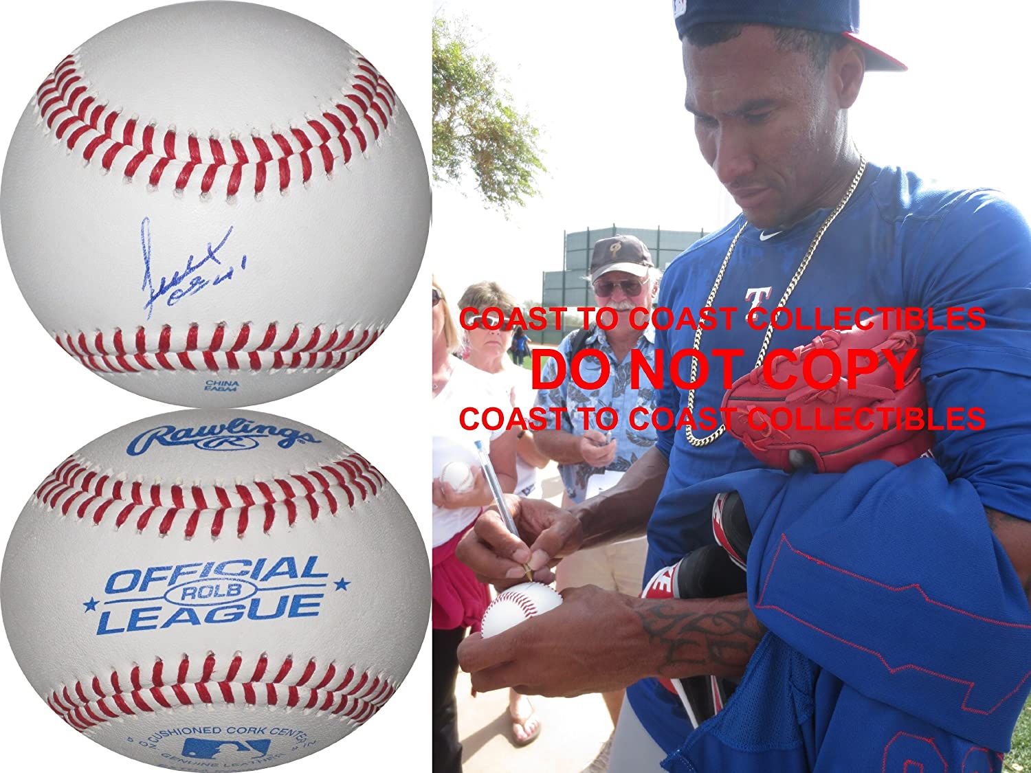 Alexi Ogando Texas Rangers Red Sox Indians signed autographed baseball COA proof
