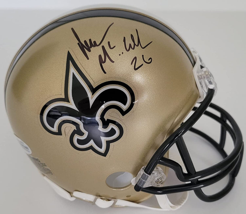 Deuce McAllister signed New Orleans Saints mini helmet proof Beckett autographed