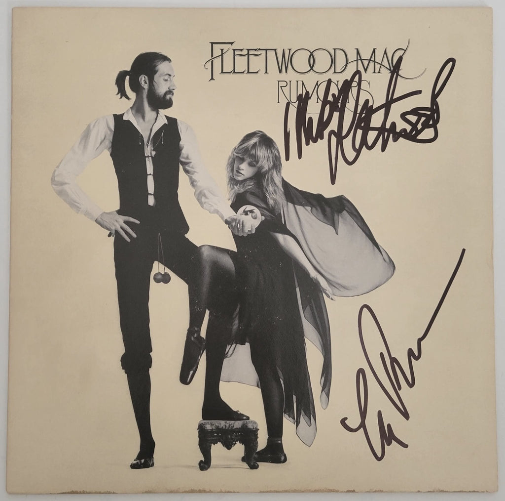 Mick Fleetwood Lindsey Buckingham signed Fleetwood Rumours album vinyl proof STAR