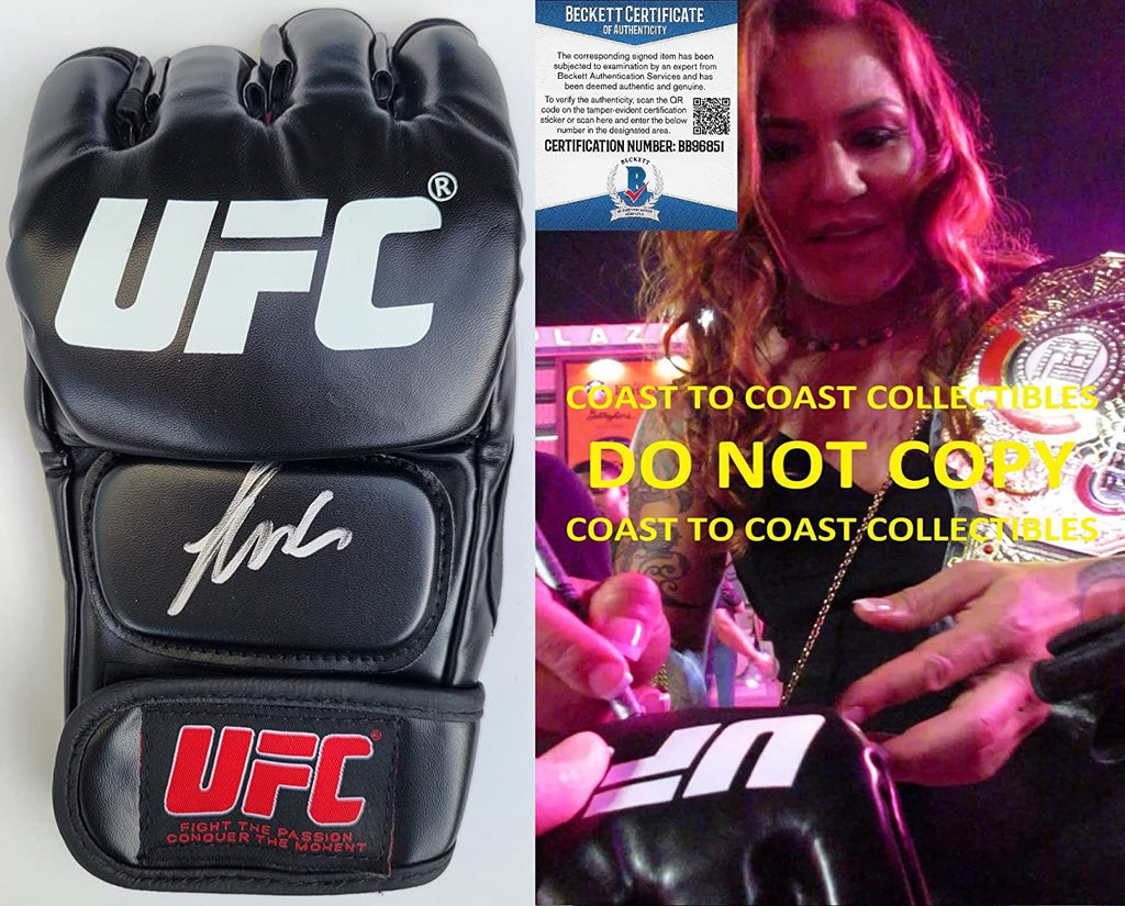 Cris Cyborg UFC Champion signed autographed UFC glove proof Beckett COA