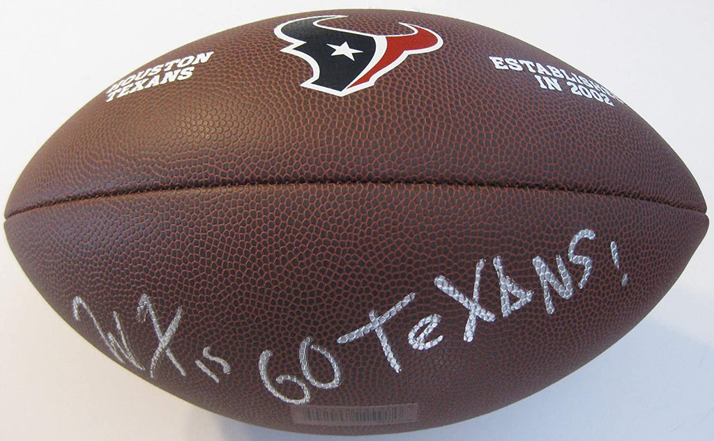 Will Fuller signed autographed Houston Texans logo football proof Beckett COA