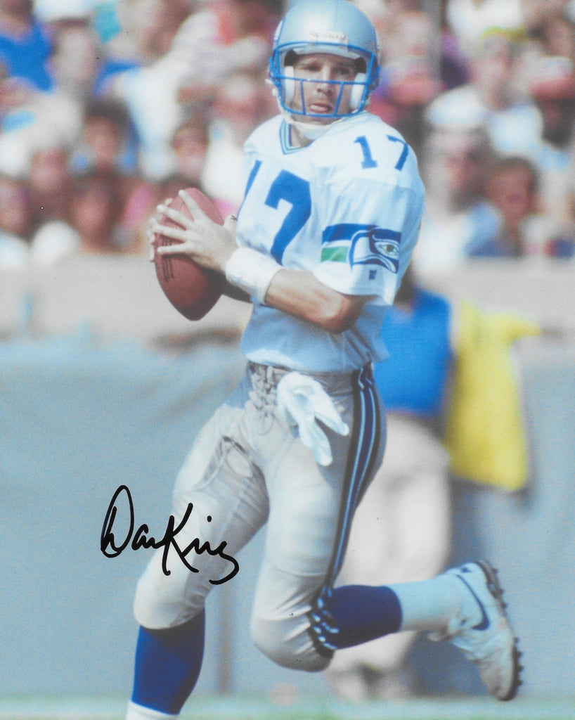 Dave Krieg signed Seattle Seahawks football 8x10 photo COA proof autographed