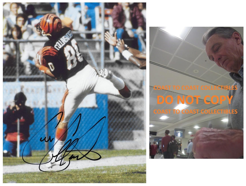 Cris Collinsworth Signed Cincinnati Bengals Football 8x10 Photo COA Proof Autographed..