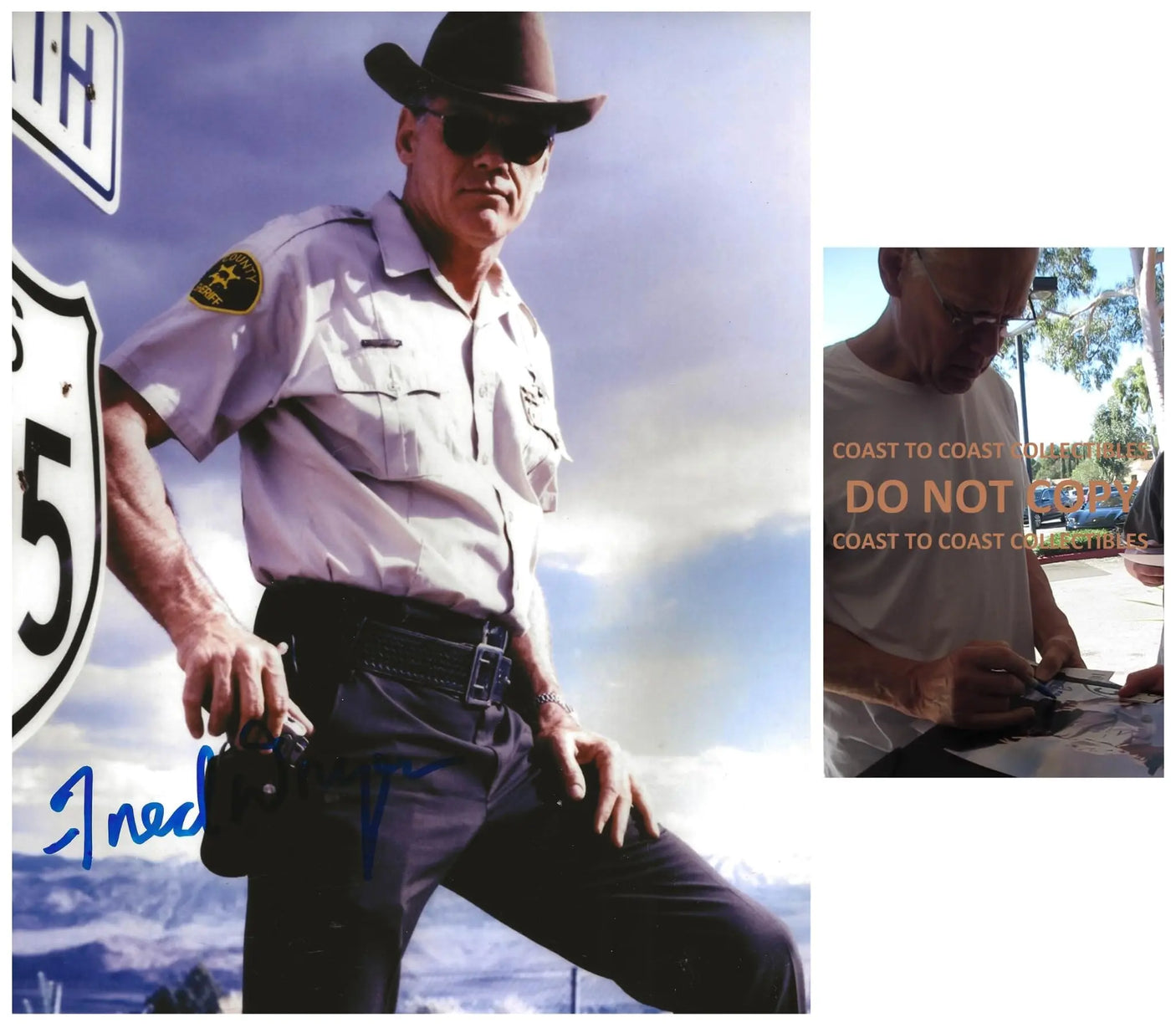 Fred Dryer Hunter signed Sgt Rick Hunter 8x10 photo Proof COA autographed. STAR..