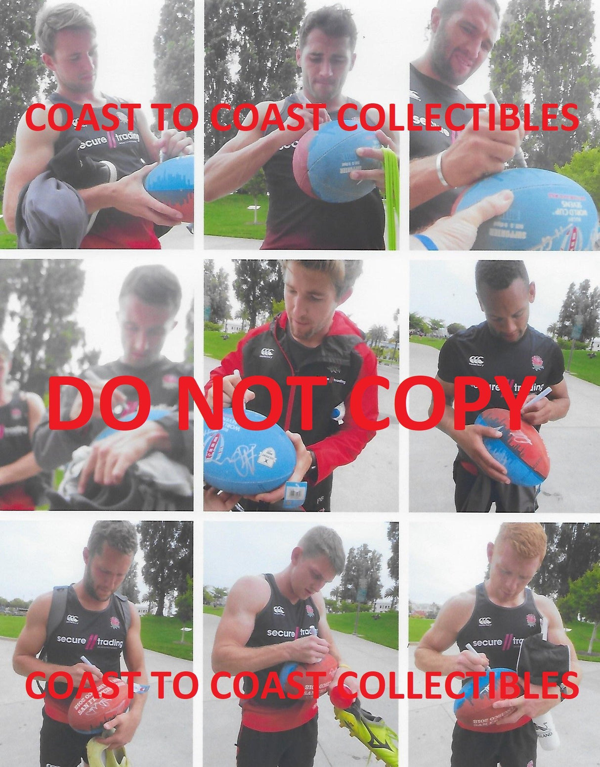 2018 England National 7's team signed, autographed San Francisco World Cup Rugby logo ball & Proof