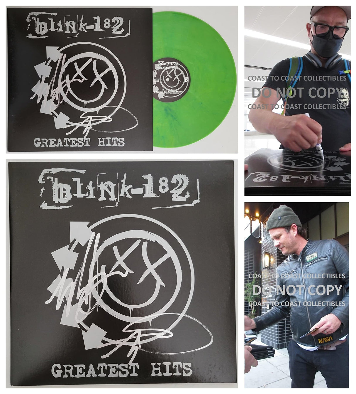 Mark Hoppus Tom Delonge signed Blink 182 Greatest Hits album COA proof STAR autographed