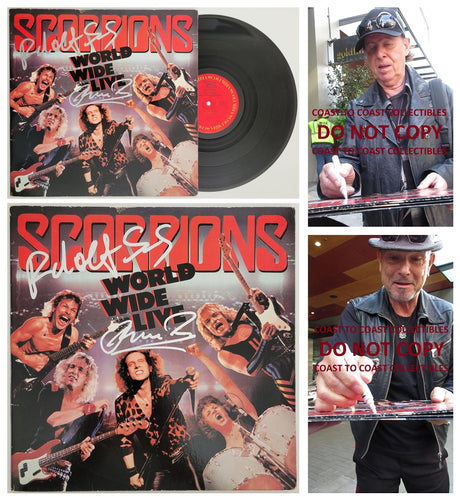 Klaus Meine Rudolf Schenker signed Scorpions World Wide Live album COA proof star autographed