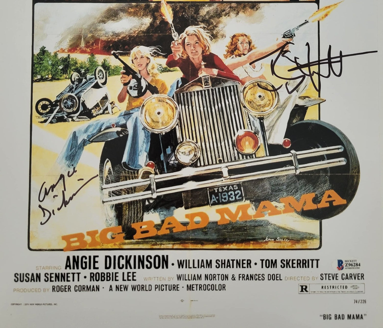 Angie Dickinson Tom Skerritt signed 12x18 Big Bad Mama movie photo