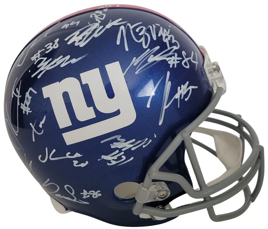2022 New York Giants team signed full size football helmet COA exact proof Daniel Jones