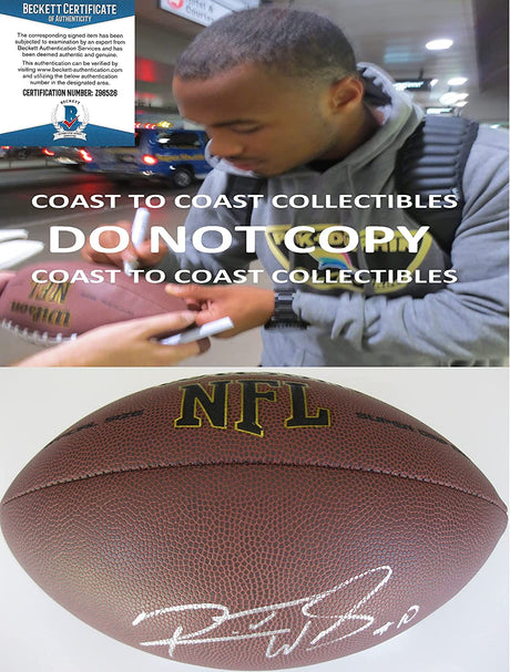 Robert Woods Titans LA Rams USC Trojans signed NFL football proof Beckett COA