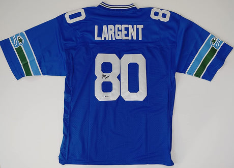 Steve Largent signed Seattle Seahawks football jersey proof Beckett COA autographed