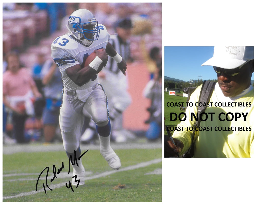Randall Morris signed Seattle Seahawks football 8x10 photo COA proof autographed
