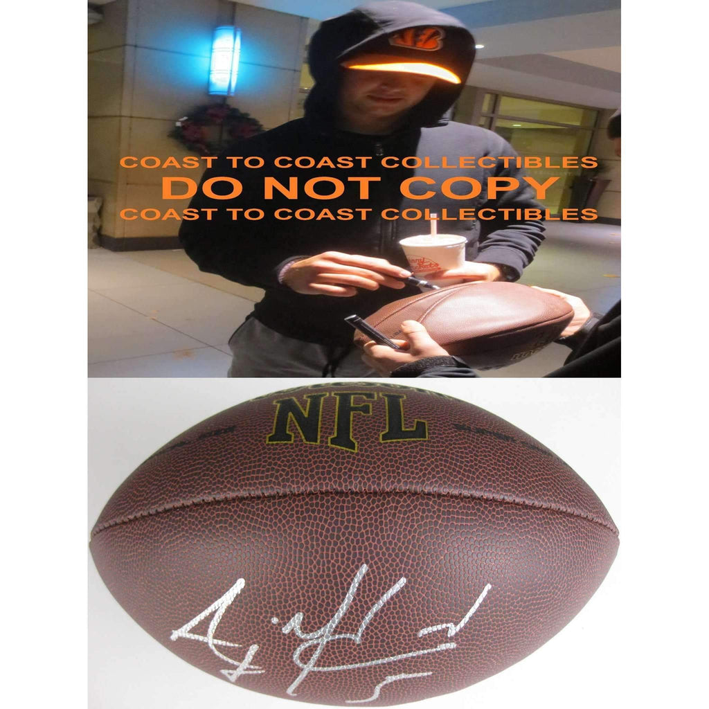 AJ Mccarron Buffalo Bills, Cincinnati Bengals, Alabama, signed, autographed football - COA and proof