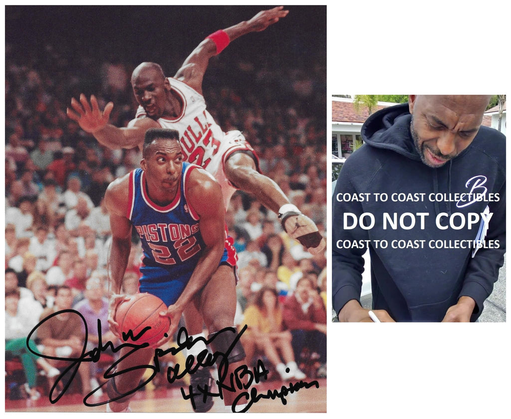 John Salley signed Detroit Pistons basketball 8x10 photo Proof COA autographed,