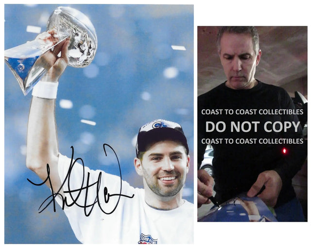 Kurt Warner signed St Louis Rams football 8x10 photo COA proof autographed,