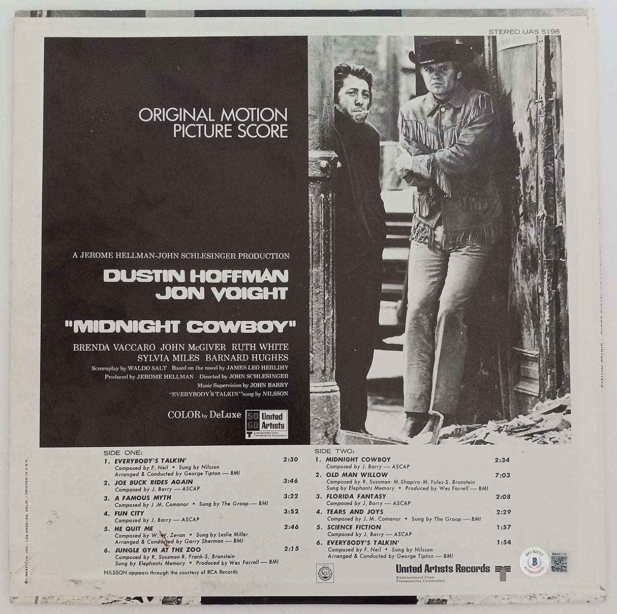 Jon Voight signed autographed Midnight Cowboy album vinyl record proof Beckett STAR