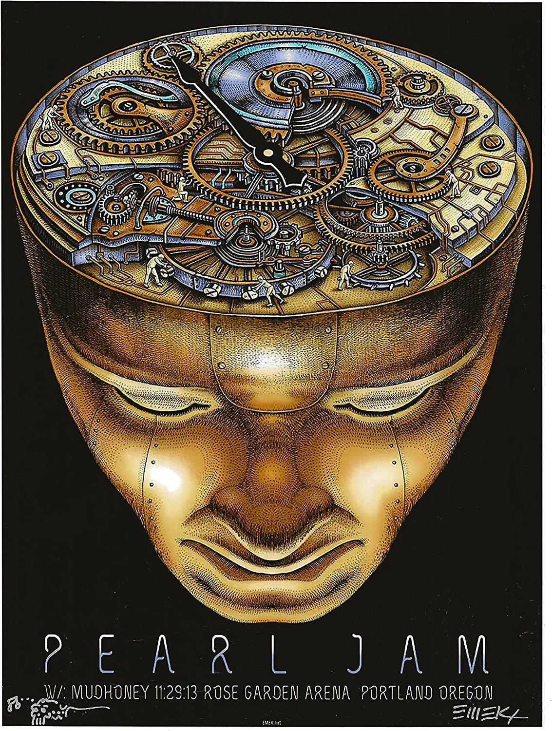Emek Golan signed 2013 Pearl Jam gig poster 8x10 photo COA exact proof autographed STAR