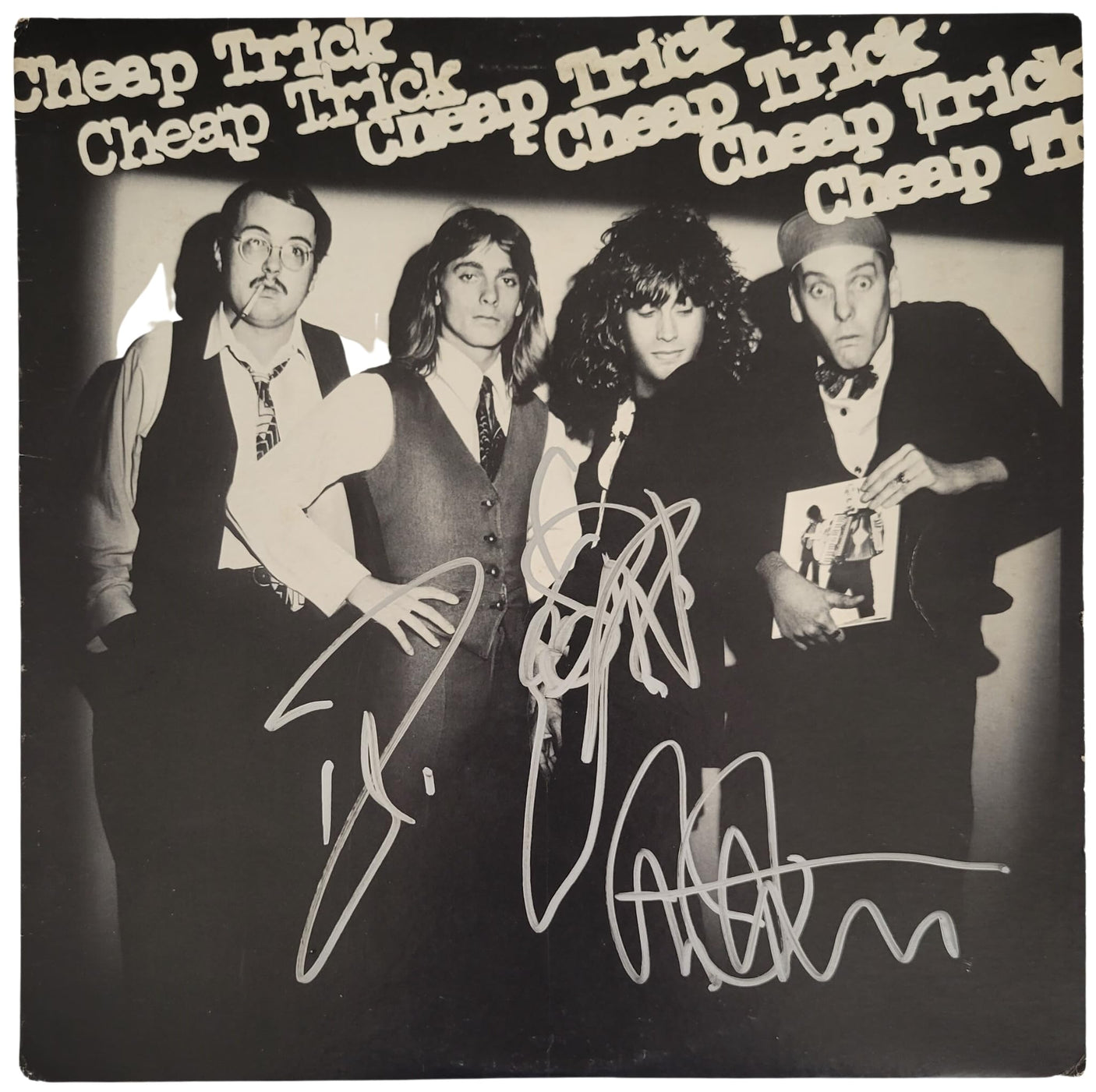 Cheap Trick band signed album Vinyl COA proof Robin Zander,Rick Nielsen,Tom Peterson star
