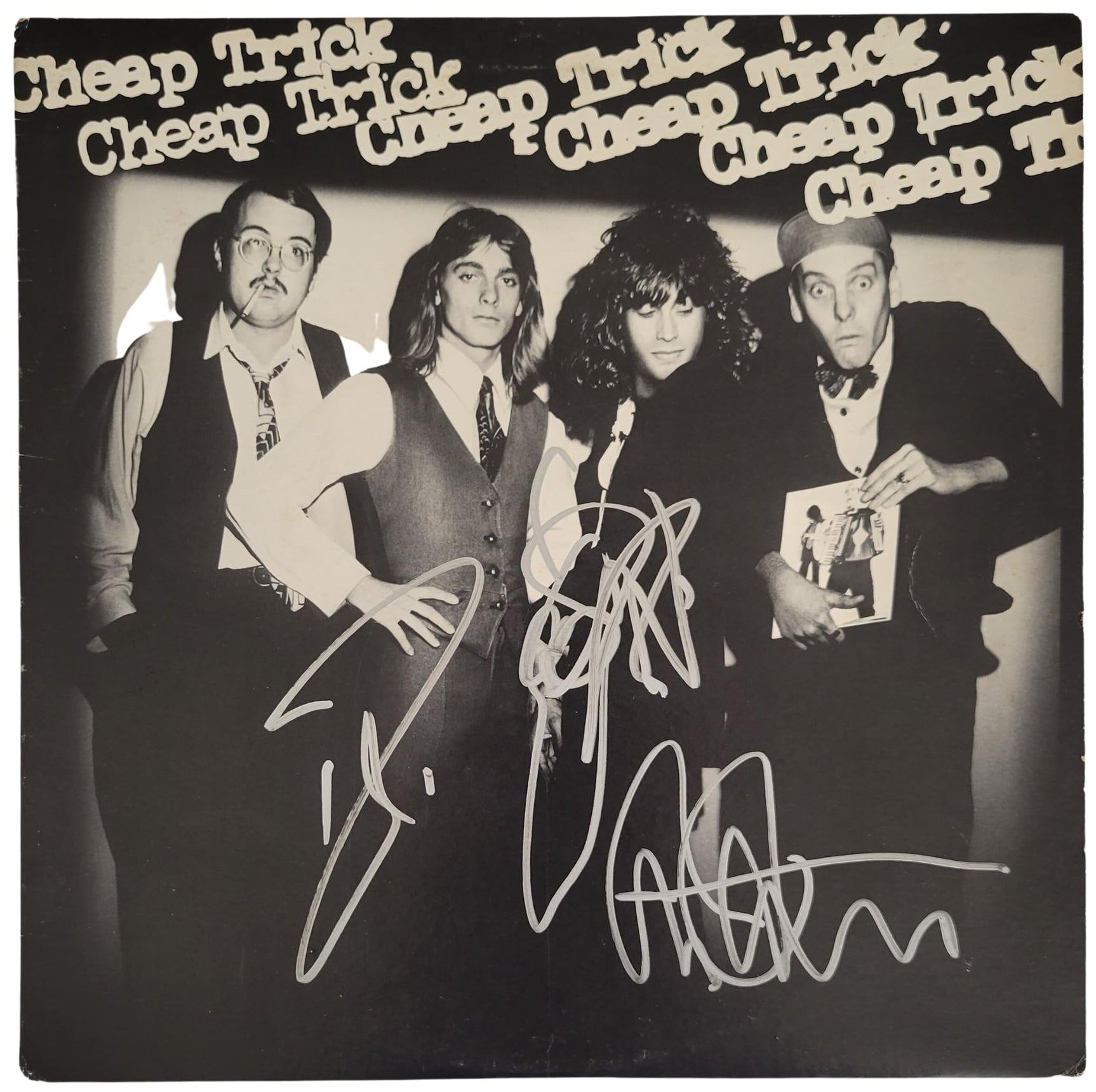 Cheap Trick band signed album Vinyl COA proof Robin Zander,Rick Nielsen,Tom Peterson star