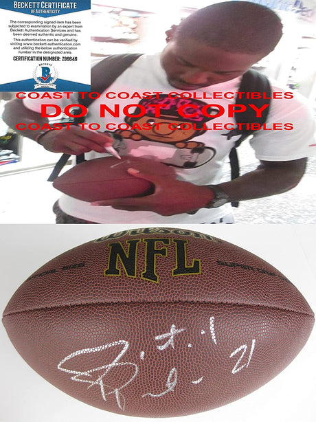 Patrick Peterson Vikings Cardinals LSU signed NFL football proof Beckett COA autograph