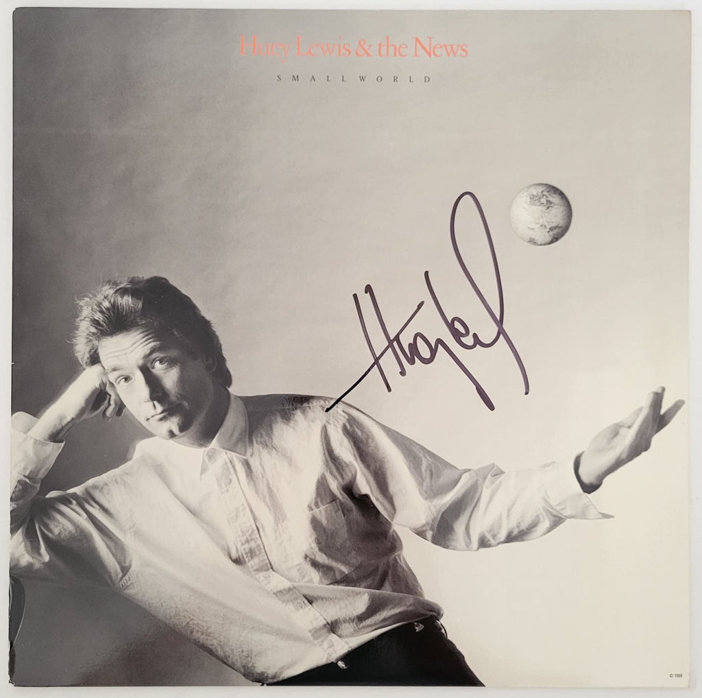 Huey Lewis signed Small World album COA exact proof autographed Vinyl Record STAR