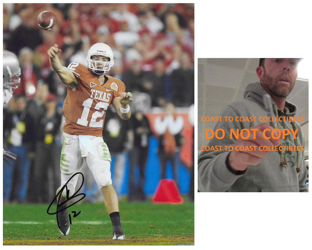 Colt McCoy signed Texas Longhorn football 8x10 photo COA proof autographed