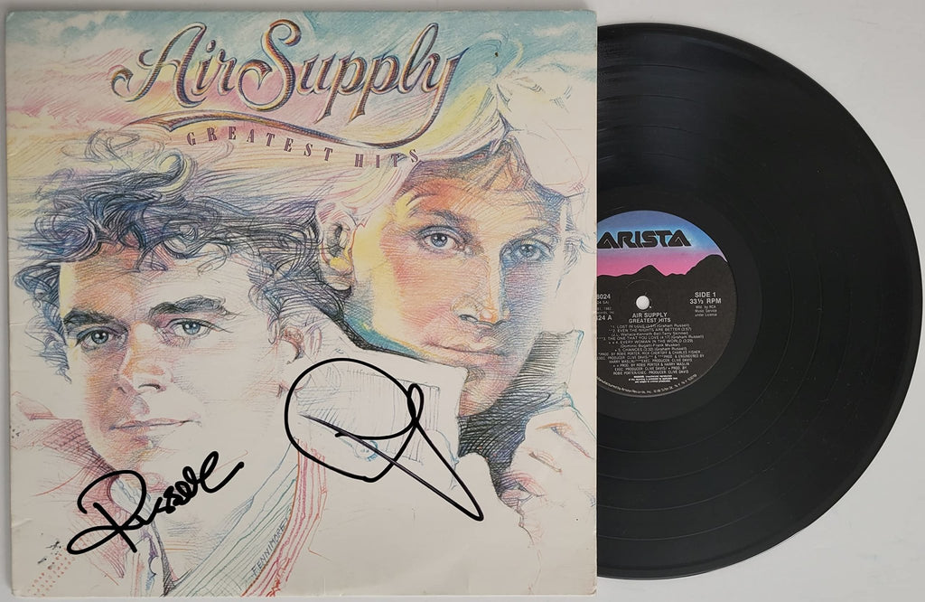 Russell Hitchcock Graham Russell signed Air Supply Greatest Hit album COA proof autographed STAR