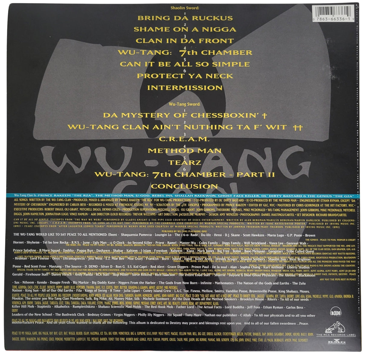 Wu-Tang Clan signed 36 Chambers Album COA exact proof autographed Vinyl Record