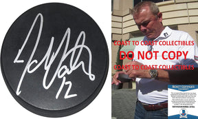 Adam Oates Red Wings Blues Bruins Oilers signed Hockey Puck proof Beckett COA