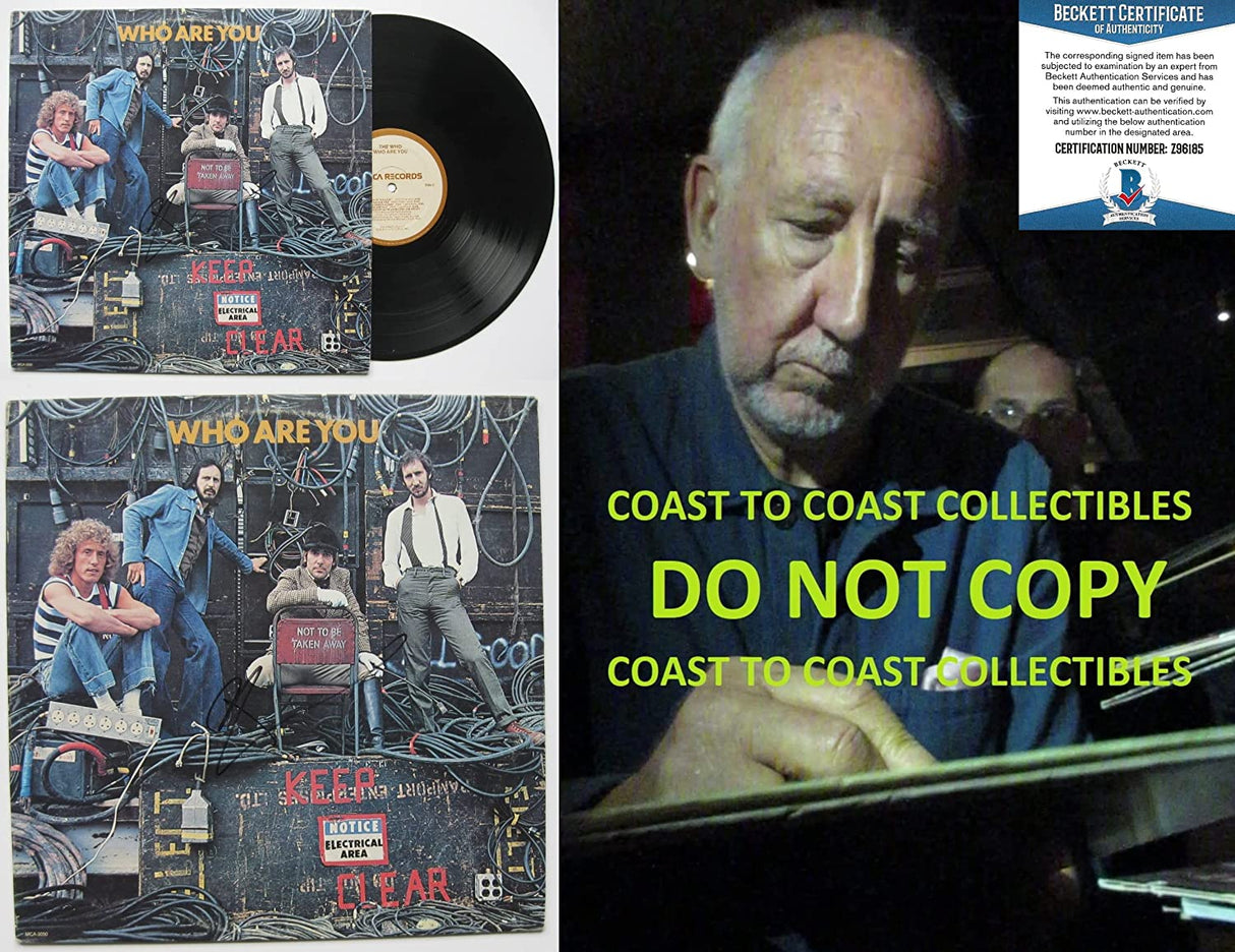 Pete Townshend The Who signed Who are you album vinyl record proof Beckett COA STAR