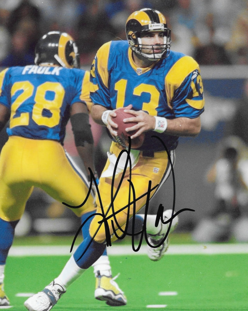 Kurt Warner signed St Louis Rams football 8x10 photo COA proof autographed,
