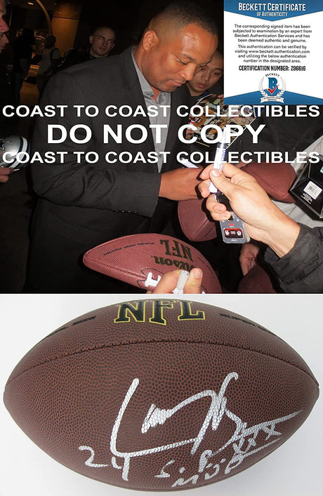 Larry Brown Dallas Cowboys SB MVP signed autographed NFL football proof Beckett COA
