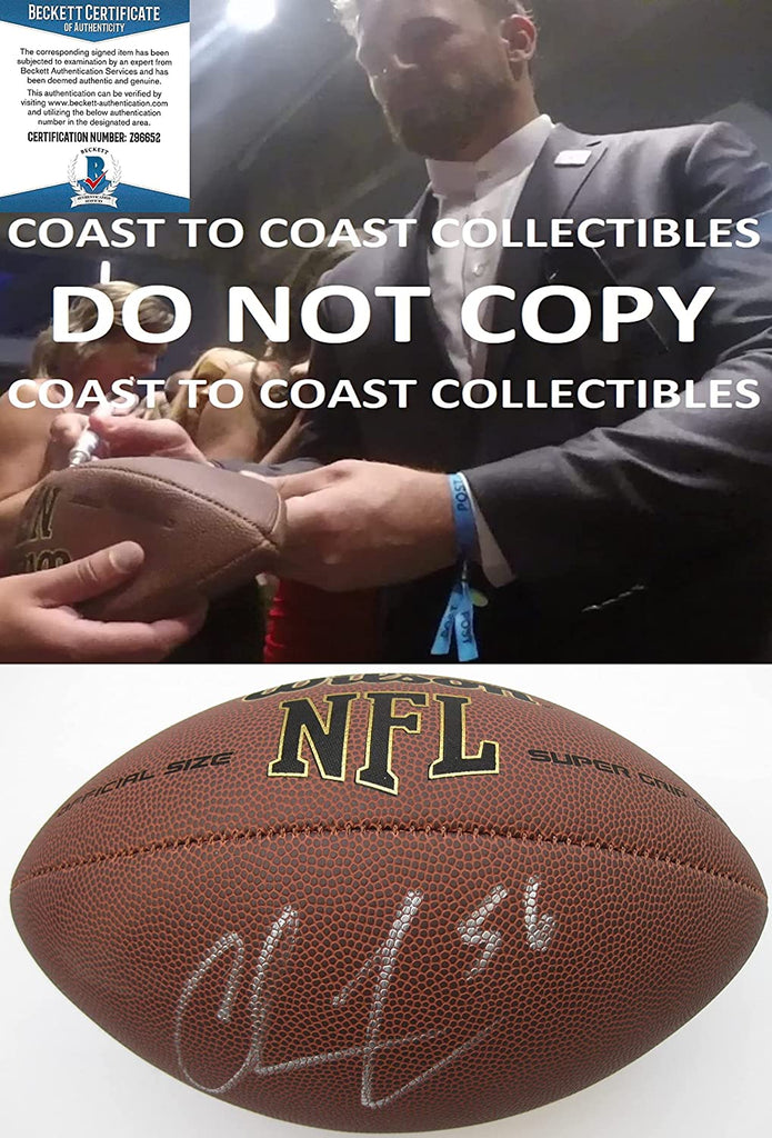 Chris Long Philadelphia Eagles Patriots Rams signed football Proof Beckett COA autograph