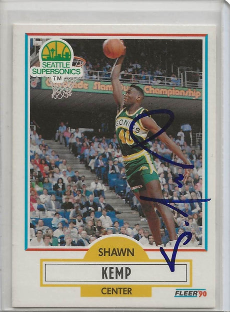 Shawn Kemp Seattle Sonics signed rookie Fleer basketball Card #178 proof autograph