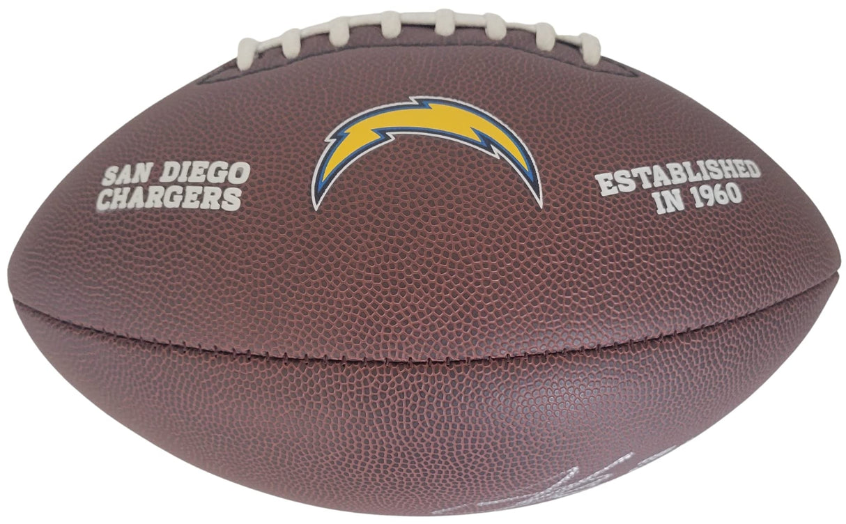 LaDainian Tomlinson LT signed San Diego Chargers logo football proof Beckett COA autographed