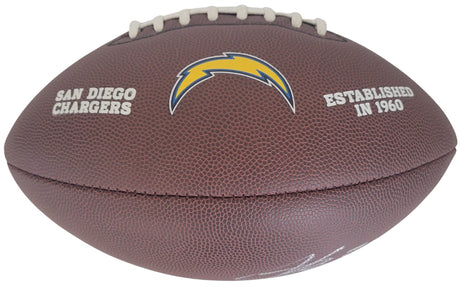 LaDainian Tomlinson LT signed San Diego Chargers logo football proof Beckett COA autographed