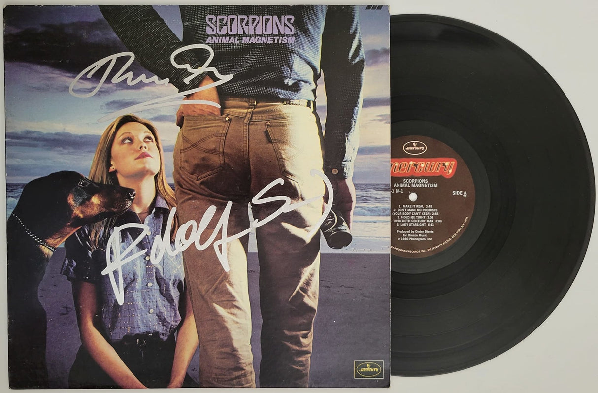 Klaus Meine Rudolf Schenker signed Scorpions Animal Magnetism album COA proof star