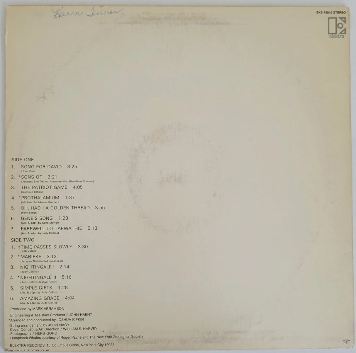 Judy Collins signed Whales & Nightingales album vinyl record COA proof autographed STAR