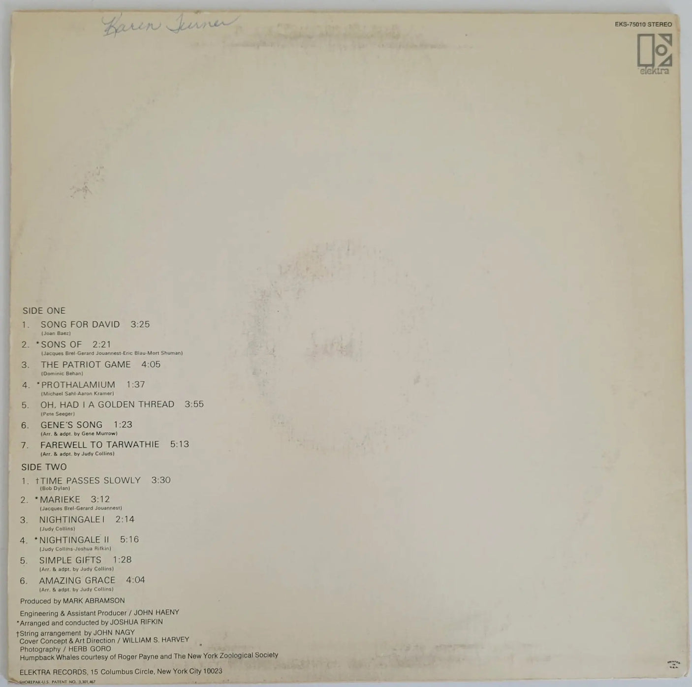 Judy Collins signed Whales & Nightingales album vinyl record COA proof autographed STAR