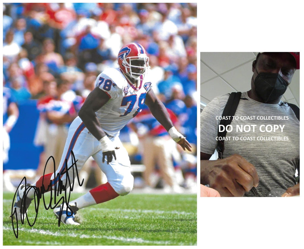 Bruce Smith signed Buffalo Bills football 8x10 photo Proof COA autographed