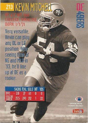 1994, Kevin Mithcell, San Francisco 49ers, Signed, Autographed, Topps Stadium Club Football Card, Card # 213,