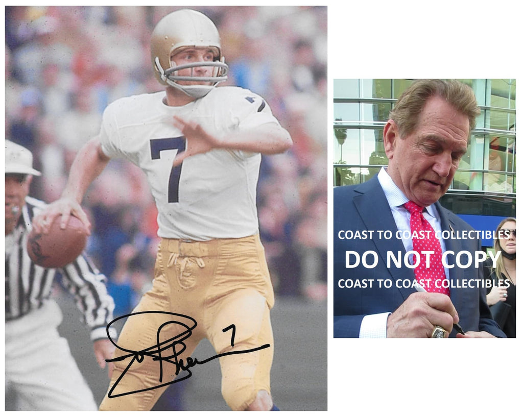 Joe Theisman signed Notre Dame Fighting Irish football 8x10 photo COA proof autographed