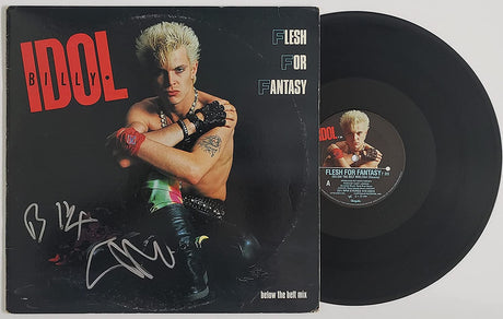 Billy Idol Steve Stevens signed Flesh for Fantasy album vinyl proof Beckett COA STAR