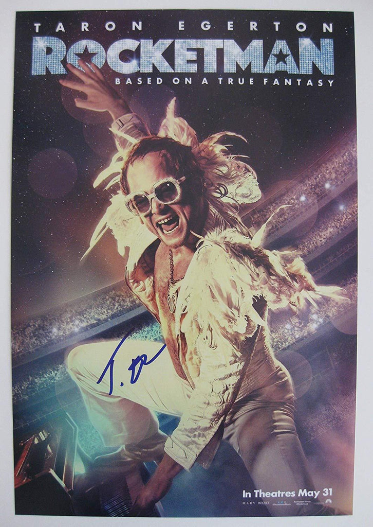 Taron Egerton signed autographed Rocketman 12x18 poster,proof COA, Elton John STAR