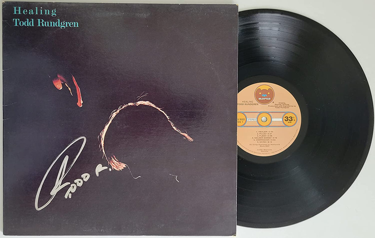 Todd Rundgren signed Healing album, vinyl record COA exact proof autographed STAR