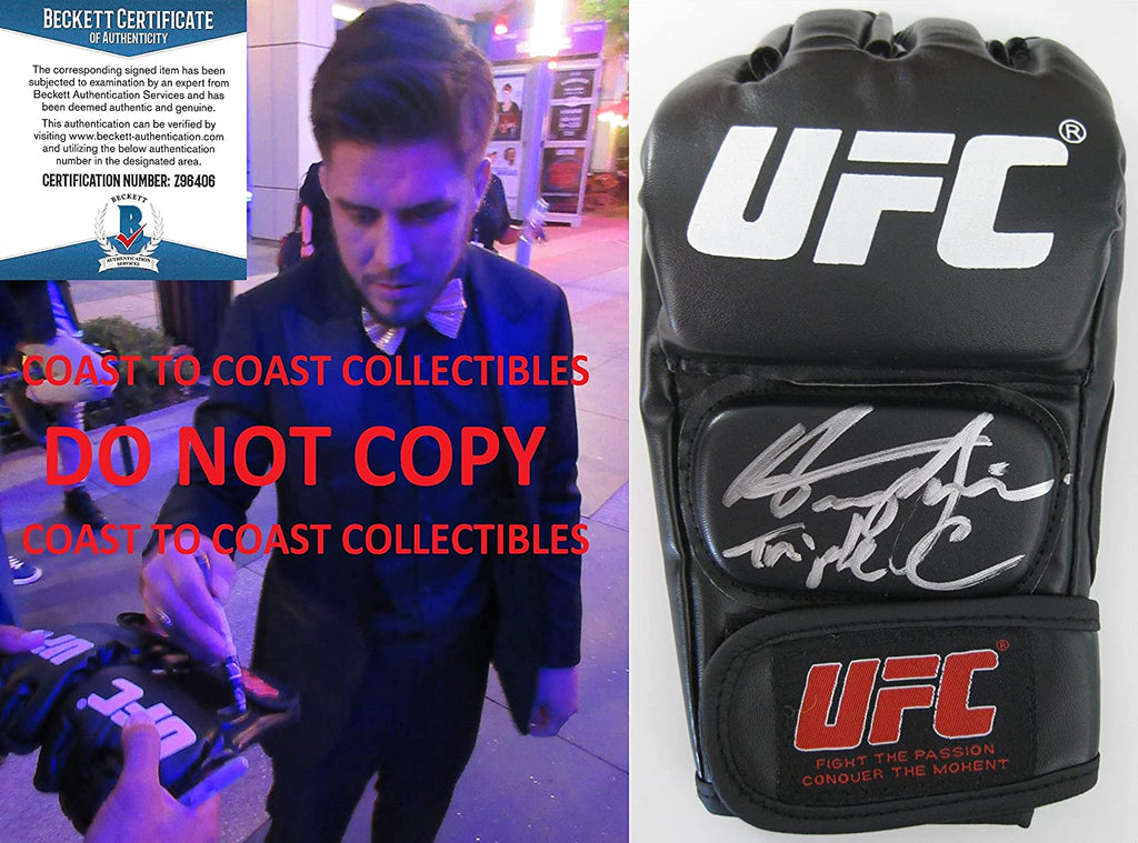 Henry Cejudo Triple C MMA fighter signed autographed UFC glove proof Beckett COA