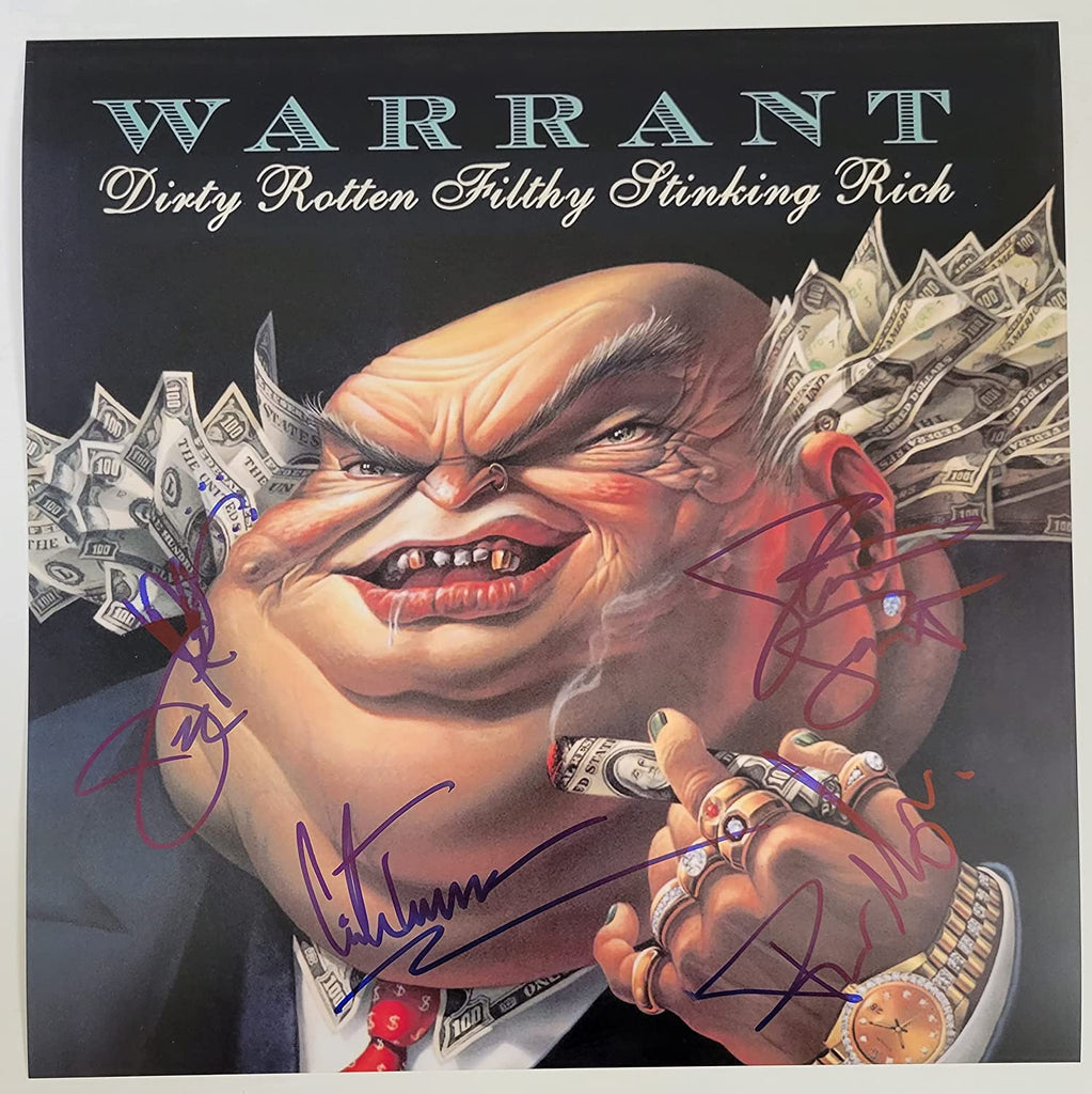 Warrant signed Dirty Rotten Filthy Stinking Rich 12x12 album photo COA proof autograph STAR