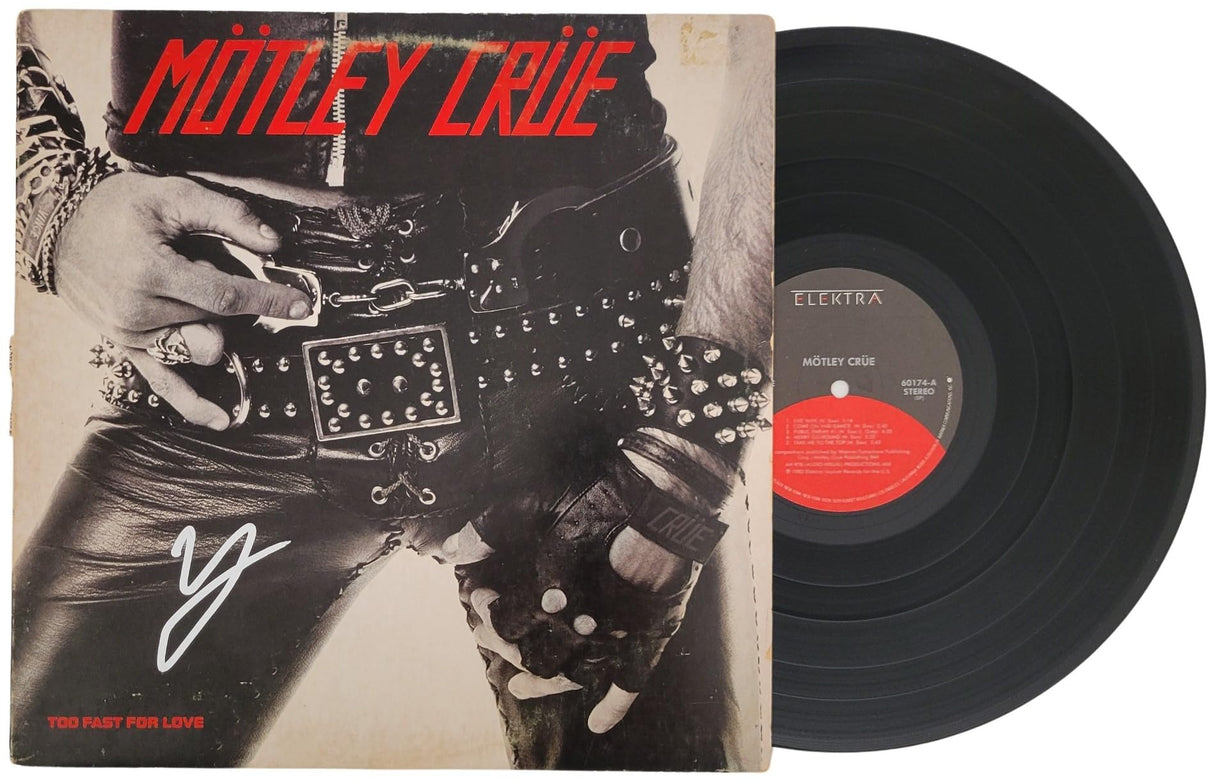 Vince Neil signed Motley Too Fast For Love album vinyl record COA exact proof star