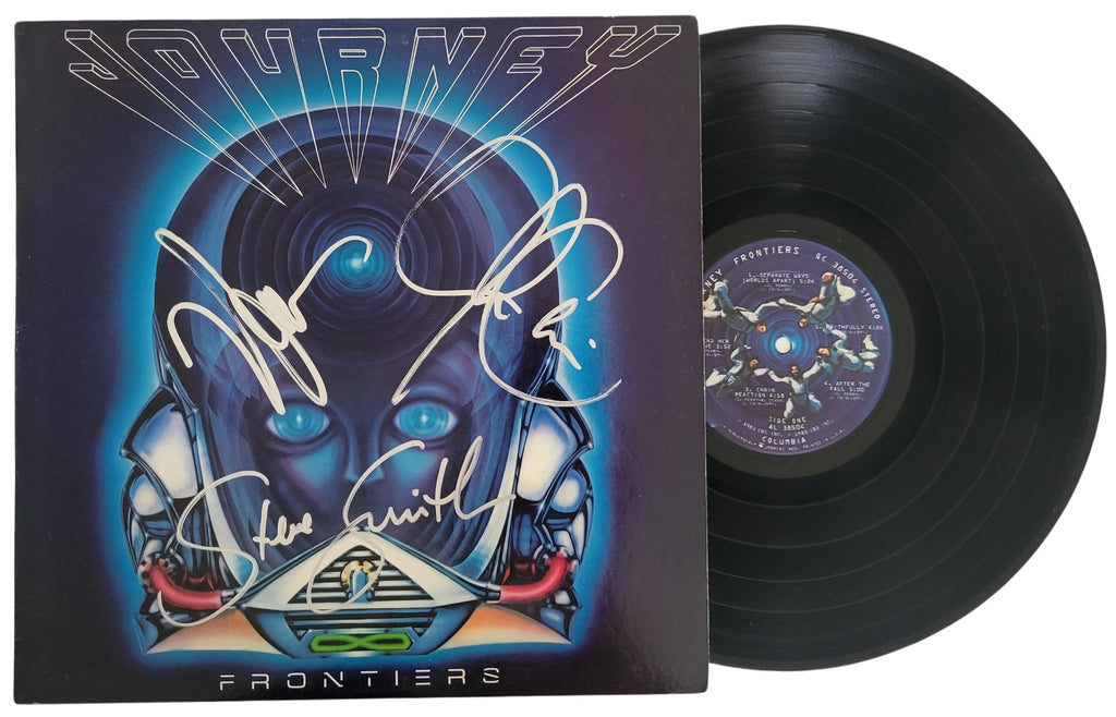 Neal Schon Steve Smith Jonathan Cain signed Journey Frontiers album vinyl record COA proof STAR..