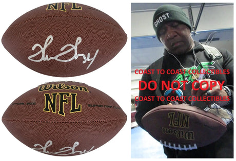 Thurman Thomas Signed Football Proof COA Autographed Buffalo Bills OSU HOF